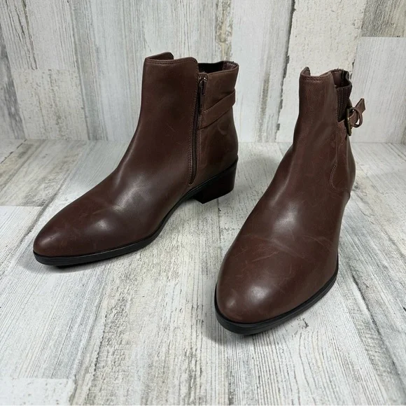 New Bella Vita Dora Brown Leather Block Heel Ankle Bootie  #1225. - Picture 4 of 14